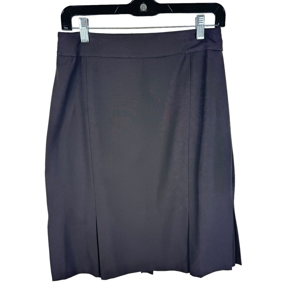 Talbots Brown Pleated Bottom High Waisted A-Line Knee Length Lined Skirt Size 4